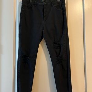 Black High Waist Ripped Jeans